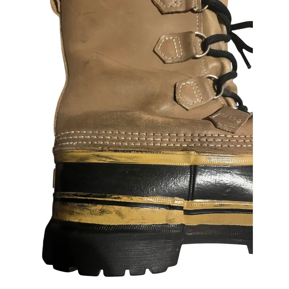 Vintage Sorel Caribou Mens 10 Winter Boots Tan Leather Waterproof Made in Canada